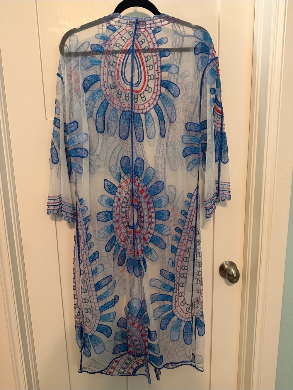 Rachel Zoe Blue Embroidered Sheer Dress Cover-Up - Picture 5 of 9